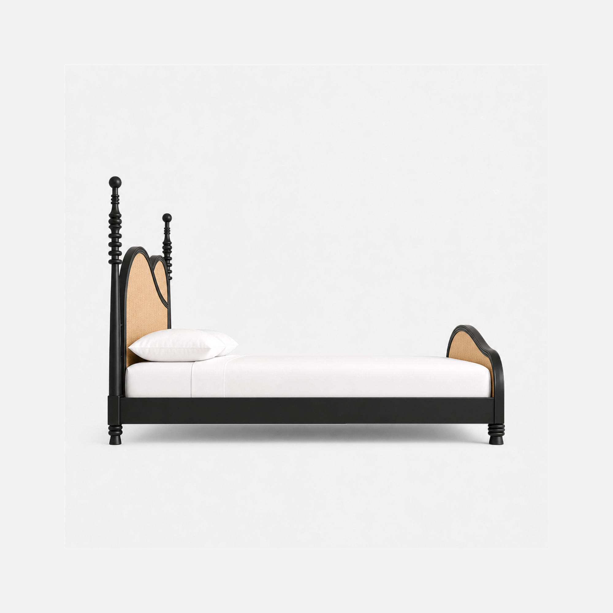 Waveside Four-Poster Bed with Rattan Accents