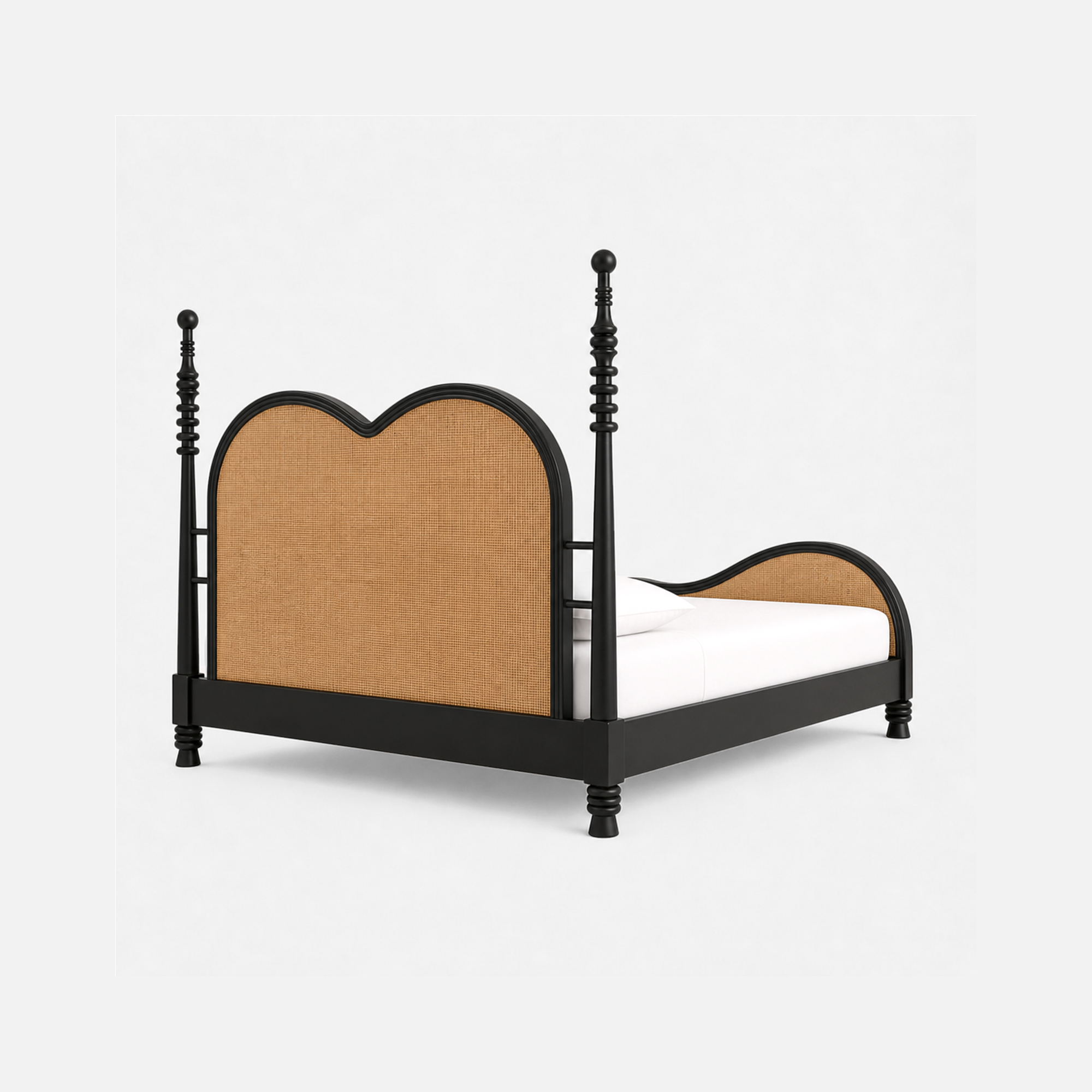Waveside Four-Poster Bed with Rattan Accents