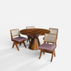 Yukon-Jean Dining Table Set - 4 Seater - Table (130 cm Dia x 76 cm) + 4 Jean Chairs - Sheesham