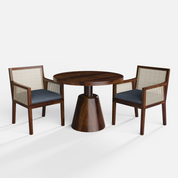 Yukon-Kipling Dining Table Set - 2 Seater - Table (100 cm Dia x 76 cm) + 2 Kipling Chairs - Sheesham