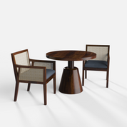 Yukon-Kipling Dining Table Set - 2 Seater - Table (100 cm Dia x 76 cm) + 2 Kipling Chairs - Sheesham