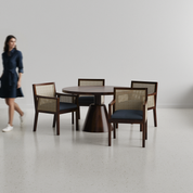 Yukon-Kipling Dining Table Set - 4 Seater - Table (130 cm Dia x 76 cm) + 4 Kipling Chairs - Sheesham