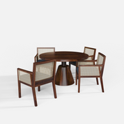 Yukon-Kipling Dining Table Set - 4 Seater - Table (130 cm Dia x 76 cm) + 4 Kipling Chairs - Sheesham