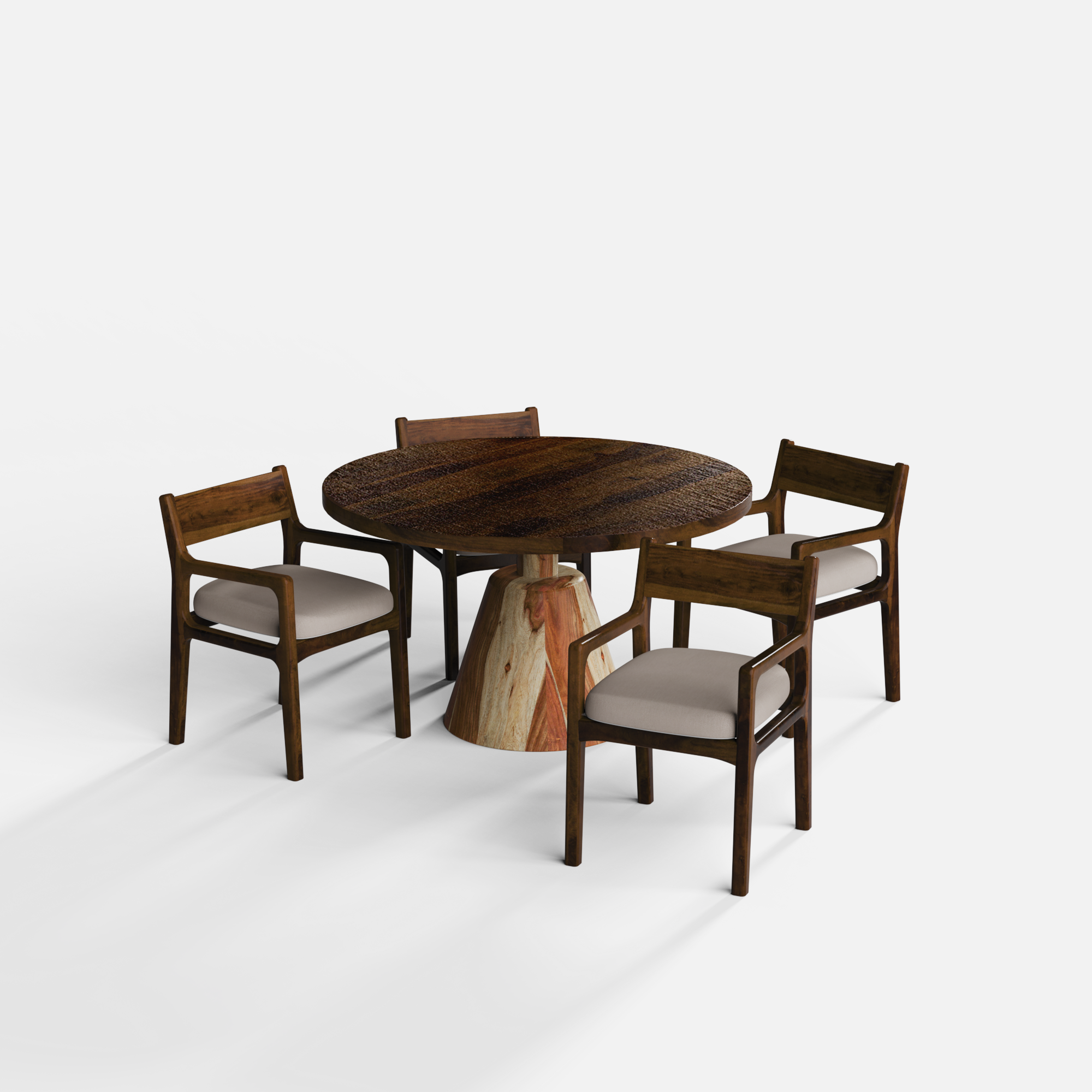Yukon-Kiyomi-dining-set-130cm-dia-textured-walnut-sheesham-top-natural-sheesham-bottom-4-chairs-walnut-sheesham-fur-beige-V1.png
