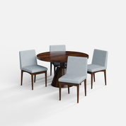 Yukon-Lidia Dining Table Set - 4 Seater - Table (130 cm Dia x 76 cm) + 4 Lidia Chairs - Sheesham
