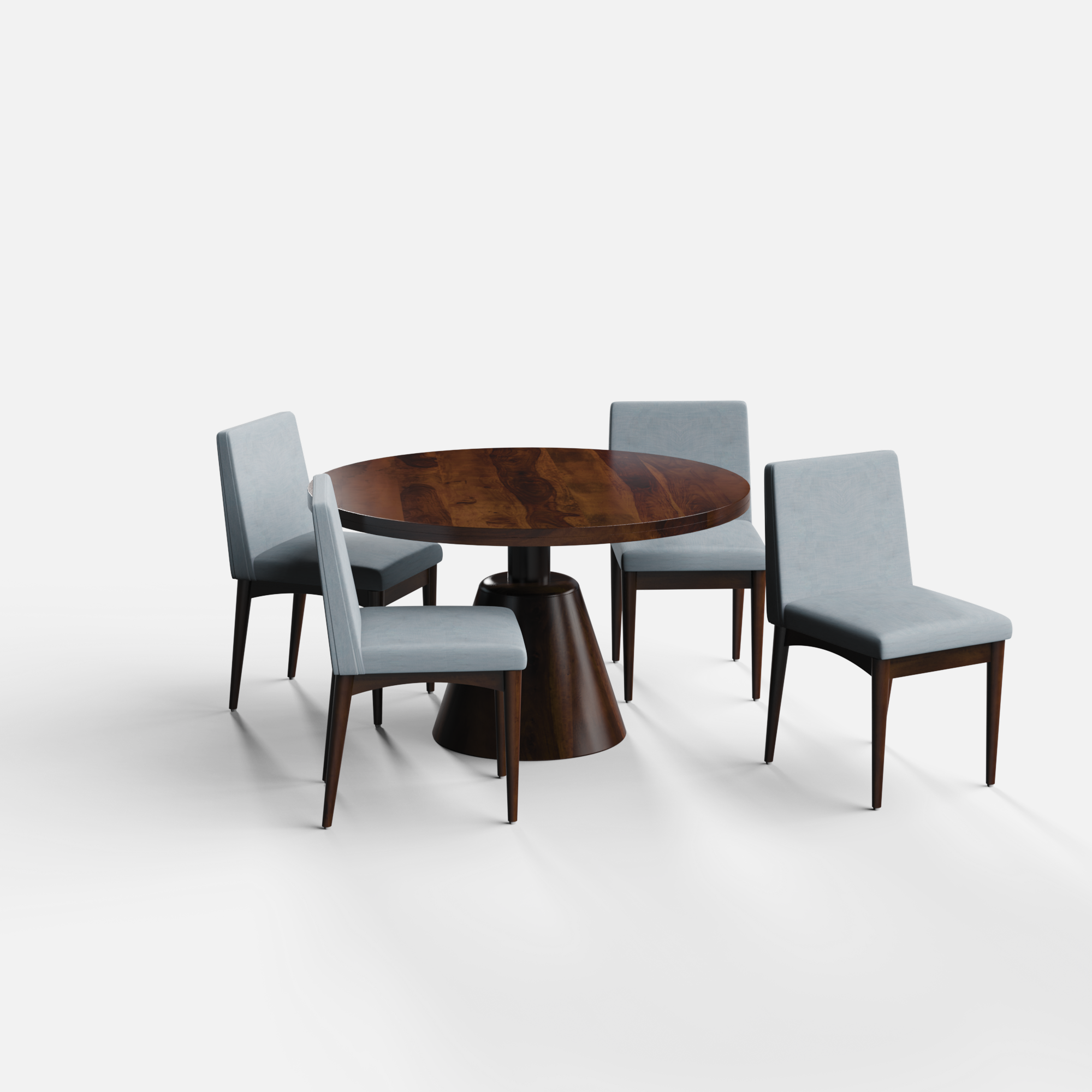 Yukon-Lidia Dining Table Set - 4 Seater - Table (130 cm Dia x 76 cm) + 4 Lidia Chairs - Sheesham