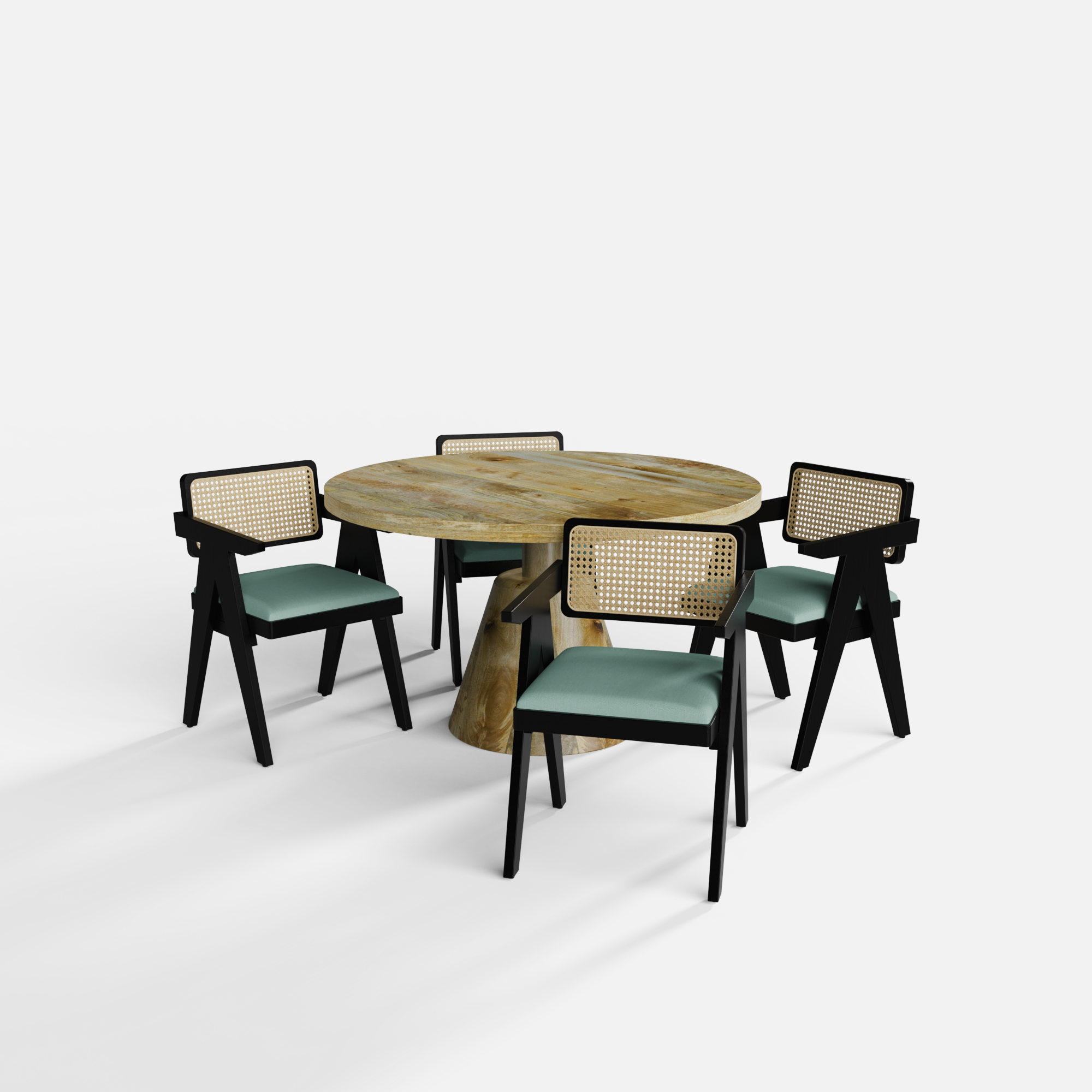 Yukon-Pierre-dining-set-130-cm-dia-natural-mango-table-4-chairs-black-on-sheesham-Tiffany-Blue-fabric-V1.png
