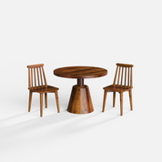 Yukon-Polly Dining Table Set - 2 Seater - Table (100 cm Dia x 76 cm) + 2 Polly Chairs - Sheesham
