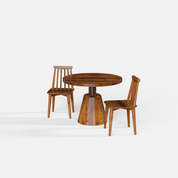 Yukon-Polly Dining Table Set - 2 Seater - Table (100 cm Dia x 76 cm) + 2 Polly Chairs - Sheesham
