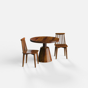 Yukon-Polly Dining Table Set - 2 Seater - Table (100 cm Dia x 76 cm) + 2 Polly Chairs - Sheesham