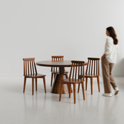 Yukon-Polly Dining Table Set - 4 Seater - Table (130 cm Dia x 76 cm) + 4 Polly Chairs - Sheesham