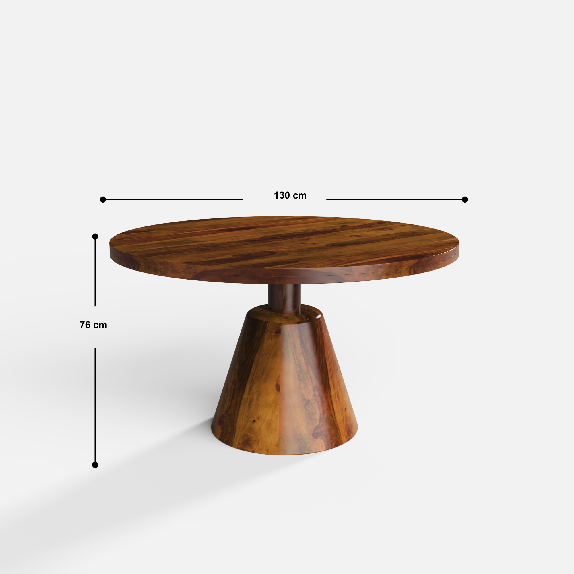 Yukon Luxury Dining Table - 4 Seater - 130 cm Dia x 76 cm - Sheesham