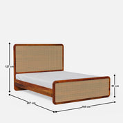 Julius Solid Wood Natural Rattan Bed