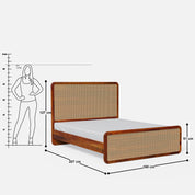 Julius Solid Wood Natural Rattan Bed