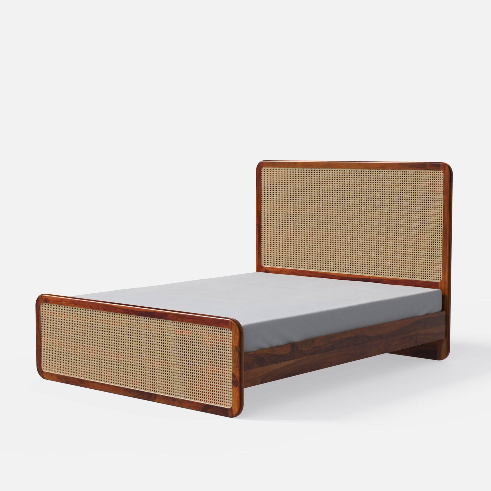 Julius Solid Wood Natural Rattan Bed