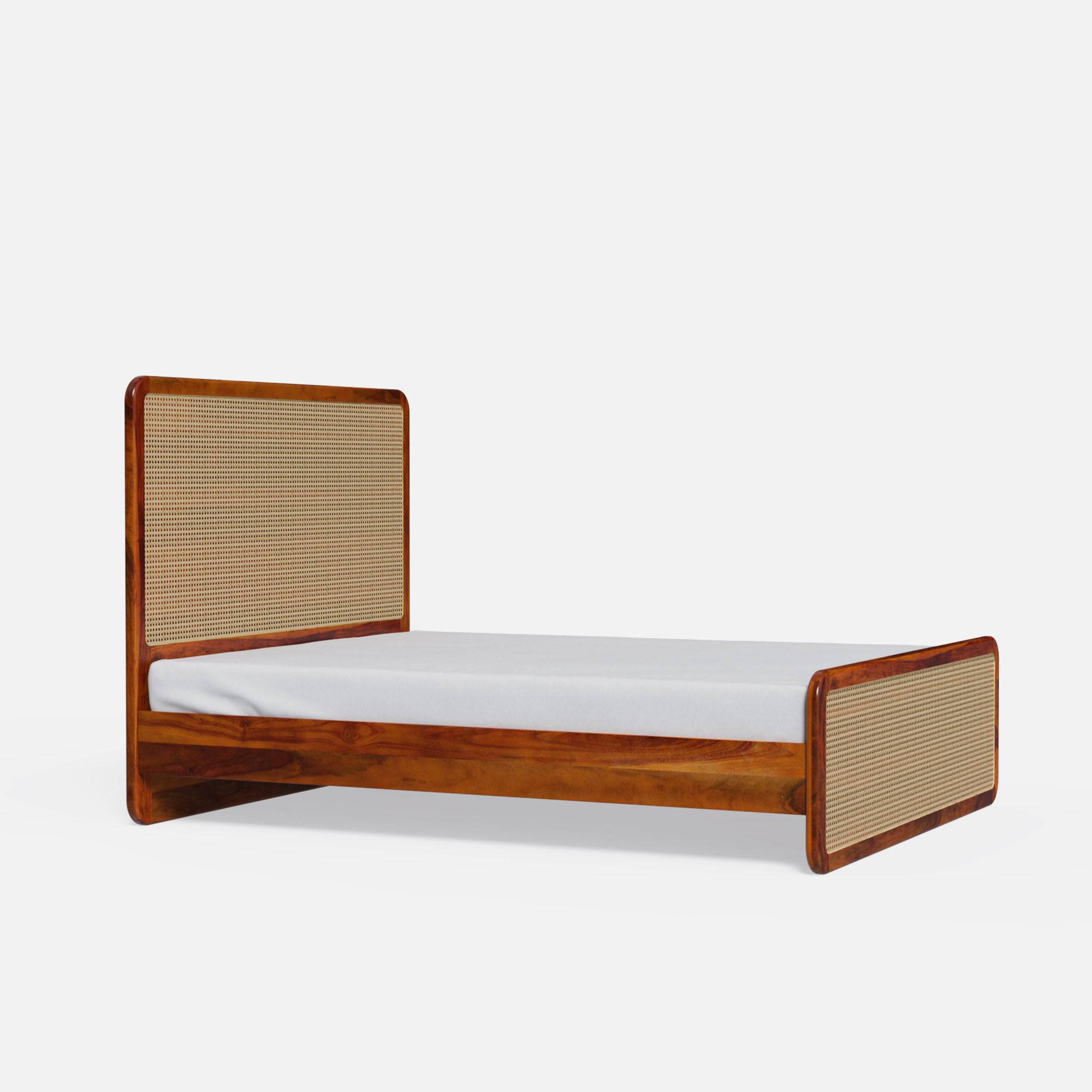 Julius Solid Wood Natural Rattan Bed