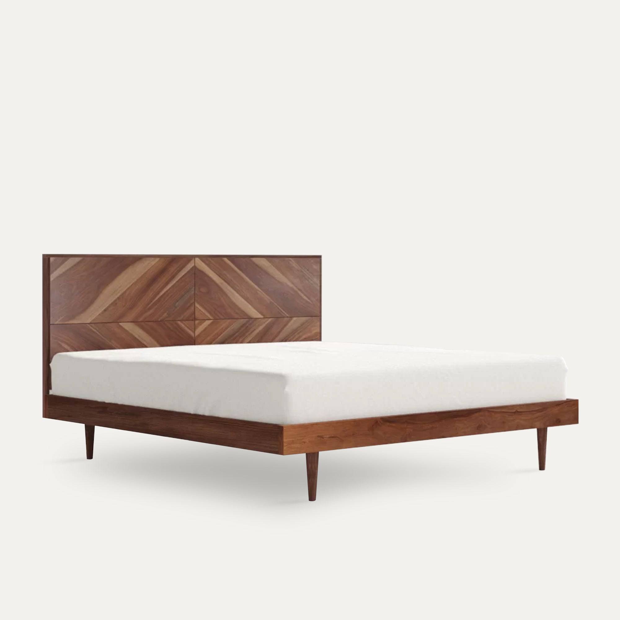 Maven Parquet Pattern Solid Wood Bed