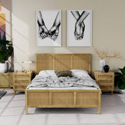 Adelaide Solid Wood Rattan Bed