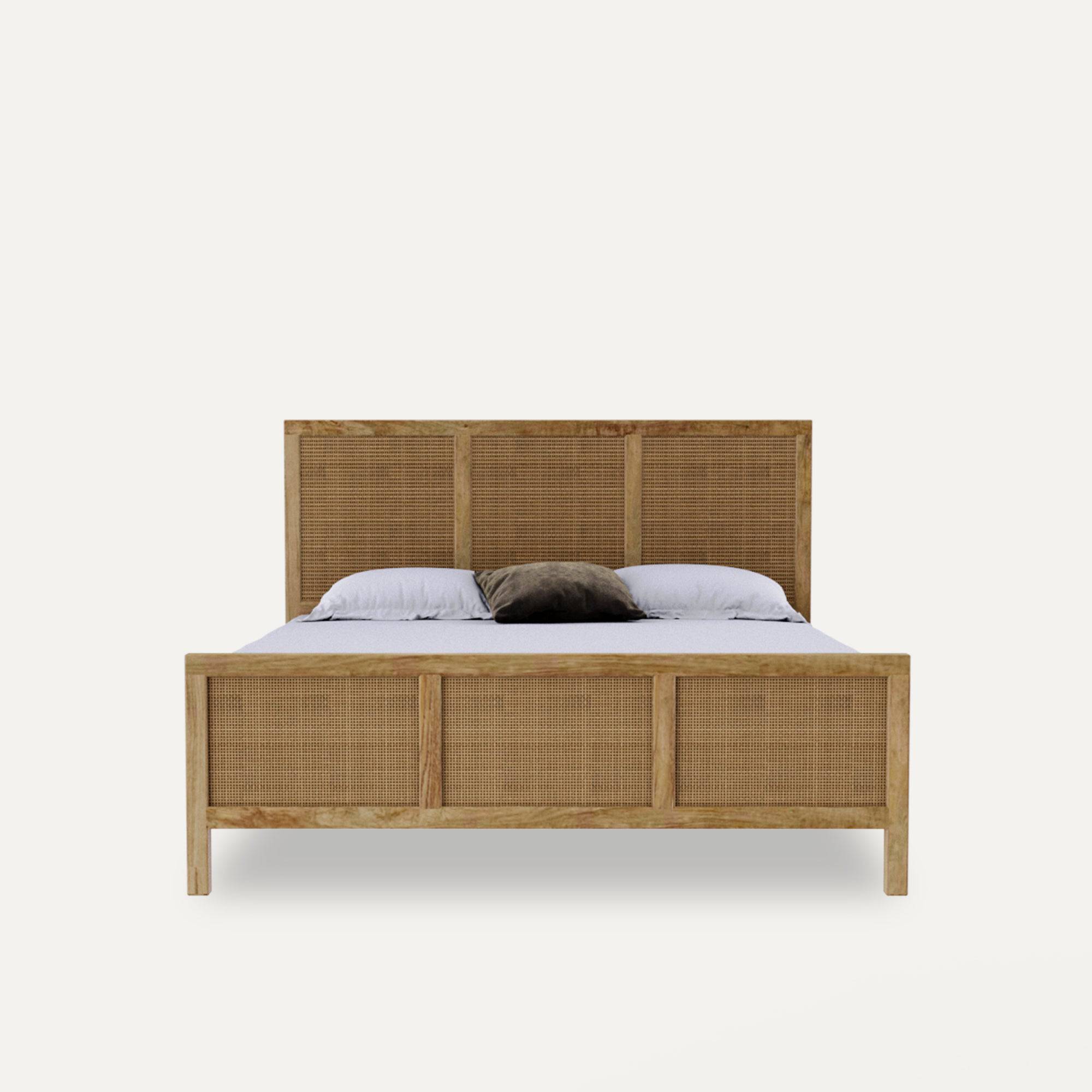 Adelaide Solid Wood Rattan Bed