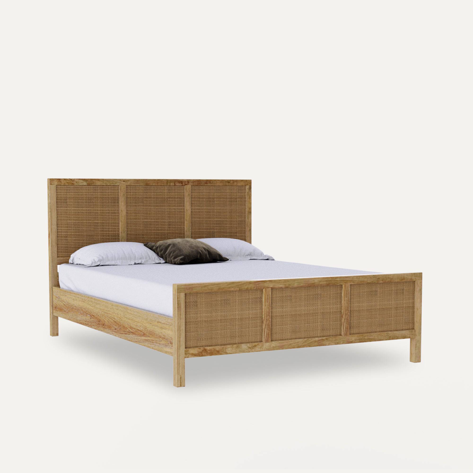 Adelaide Solid Wood Rattan Bed