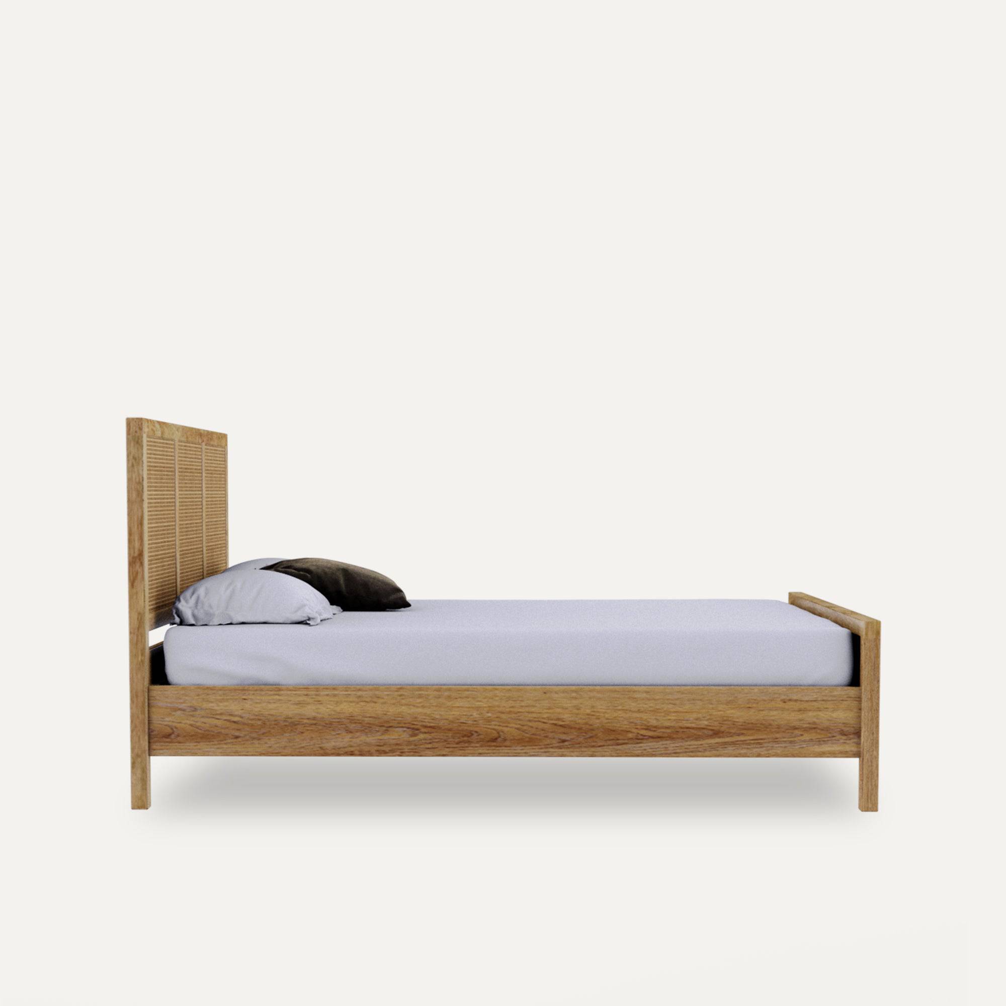 Adelaide Solid Wood Rattan Bed