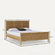 Adelaide Solid Wood Rattan Bed