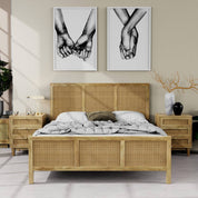 Adelaide Solid Wood Rattan Bed