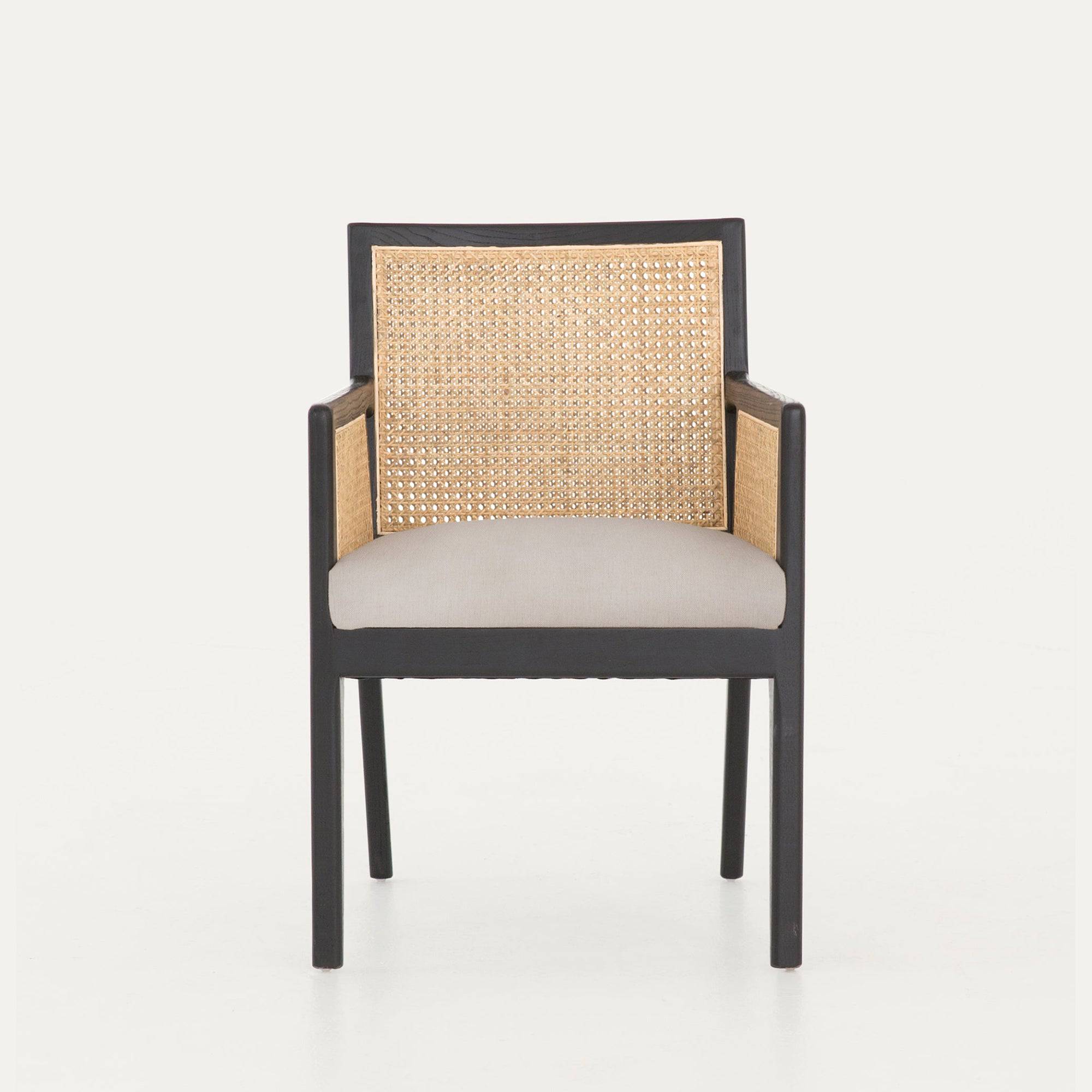 Kipling Upholstered Rattan Chair in Black Matte Finish