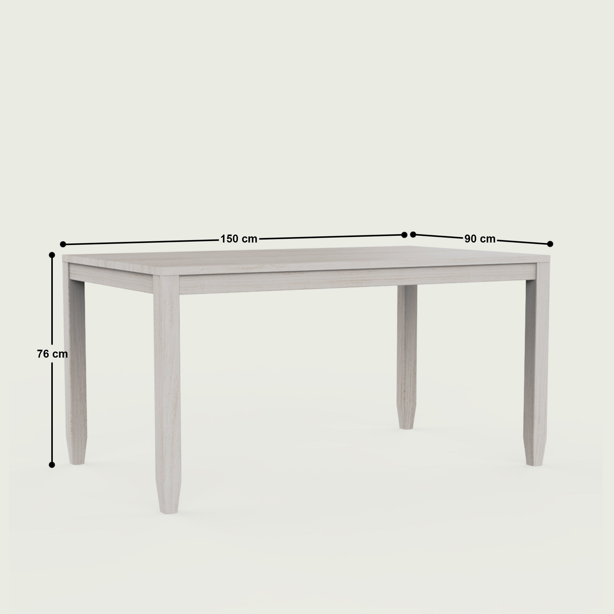 Frampton Distressed White Luxury Dining Table - 6 Seater/150 cm