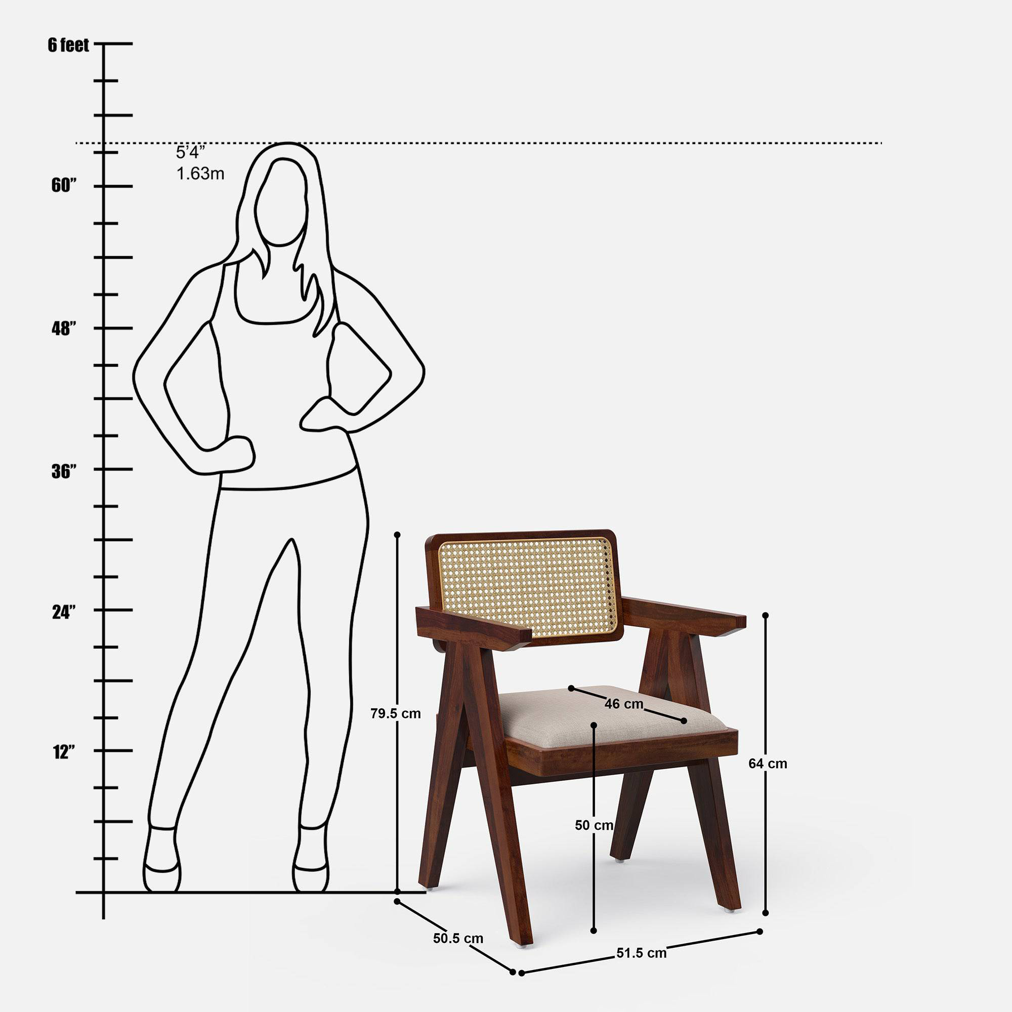 Pierre Rattan Back Chair Provincial Teak Finish - Crafts Mill Bespoke Furniture - Dining