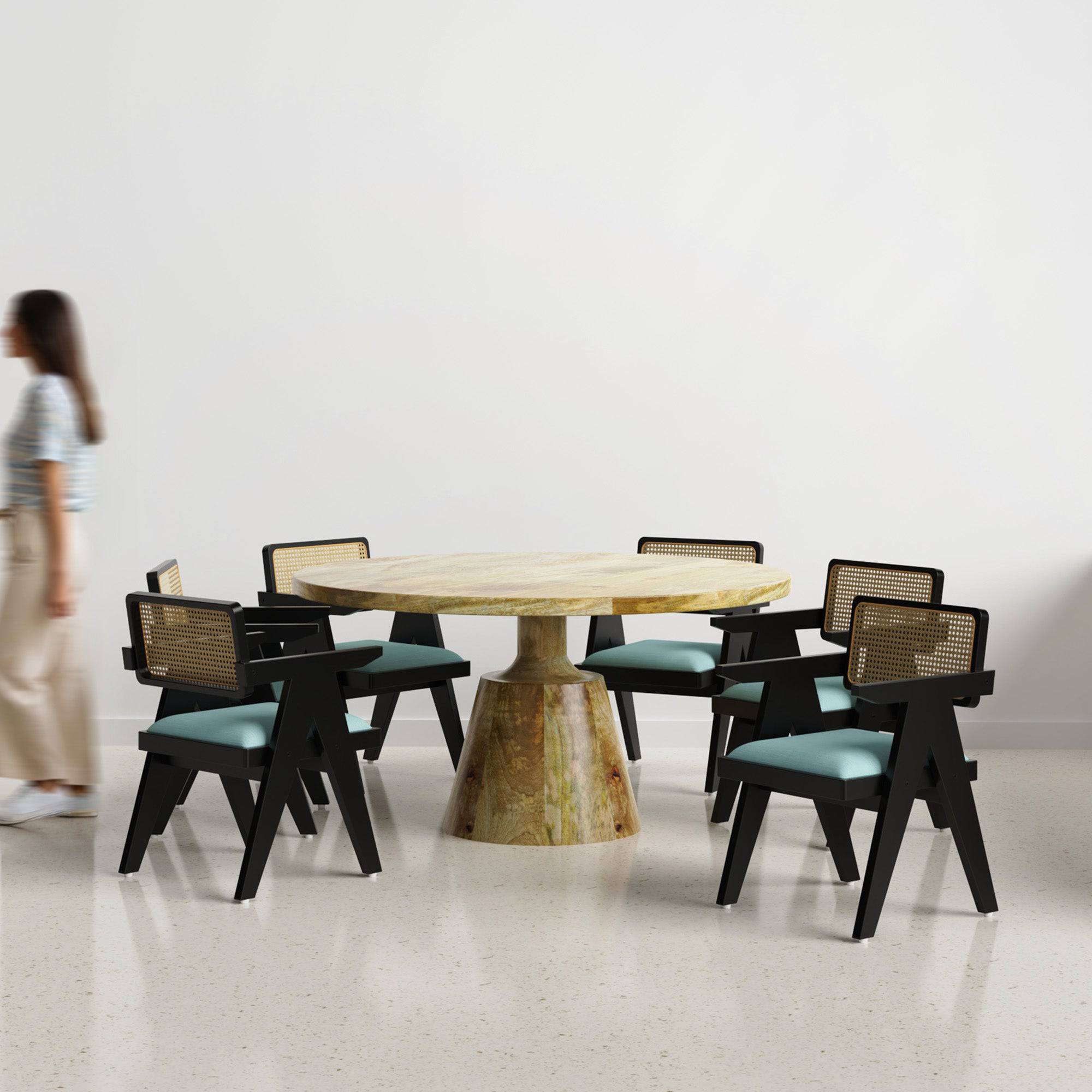 Yukon-Pierre Black Dining Table Set - 6 Seater/150 cm