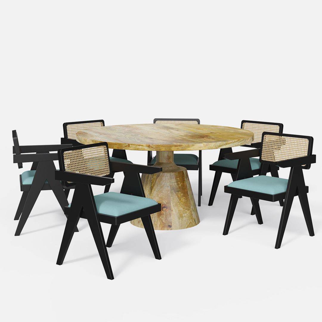 Yukon-Pierre Black Dining Table Set - 6 Seater/150 cm