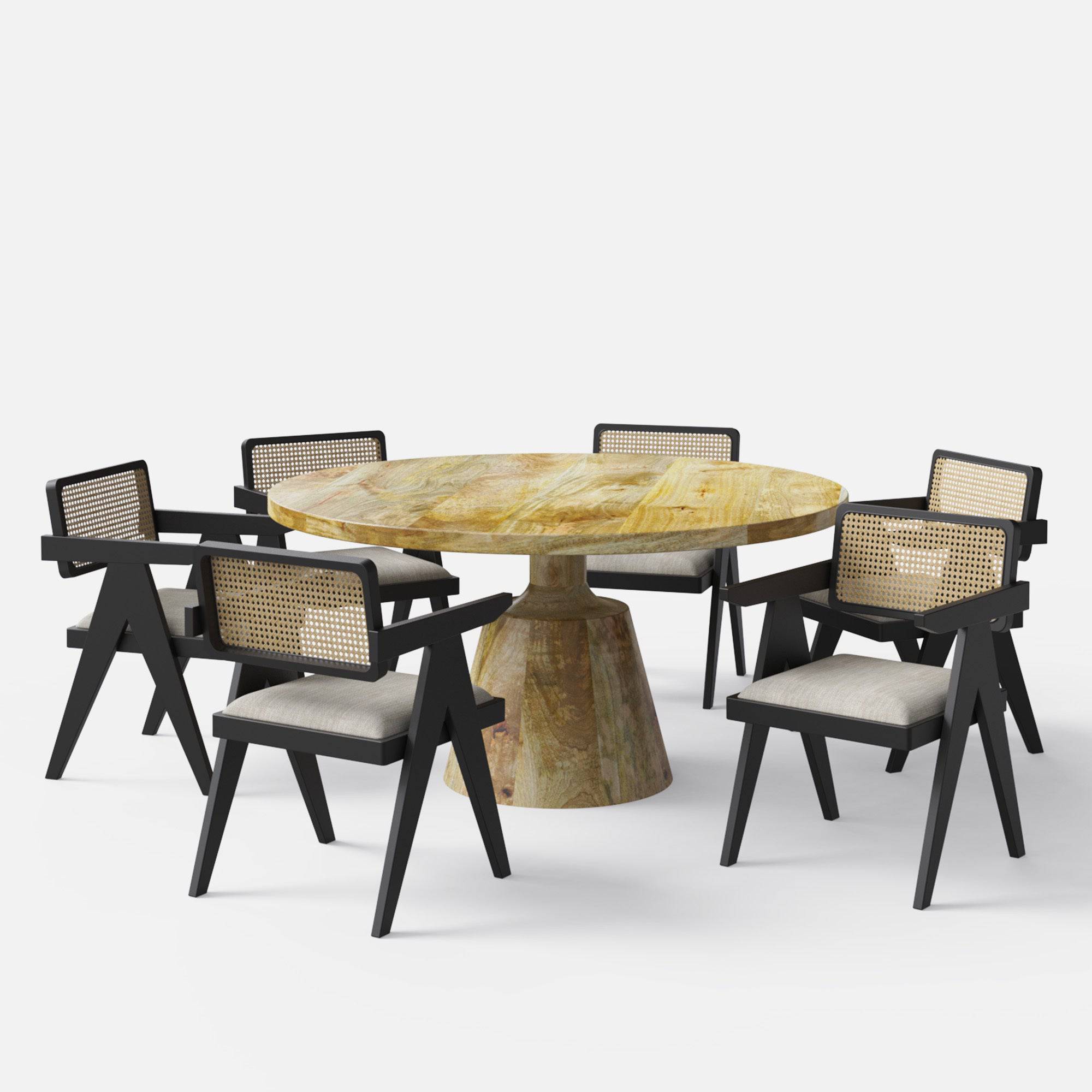 Yukon-Pierre Black Dining Table Set - 6 Seater/150 cm