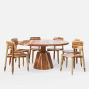 Yukon-Stig Natural Finish Dining Table Set - 6 Seater/150 cm