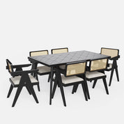 Helena-Pierre Black Dining Table Set -  4, 6 Seater - All Sizes