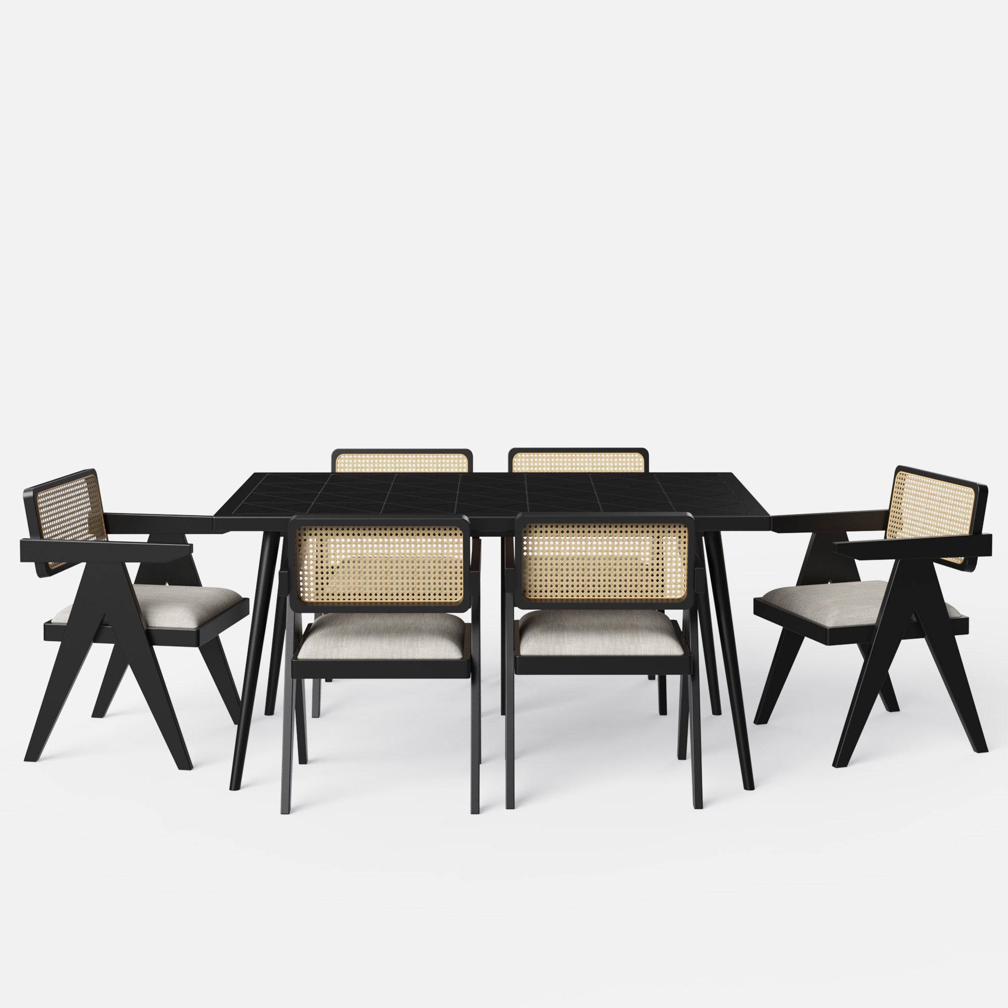 Helena-Pierre Black Dining Table Set -  4, 6 Seater - All Sizes