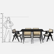 Helena-Pierre Black Dining Table Set - 6 Seater/150 cm