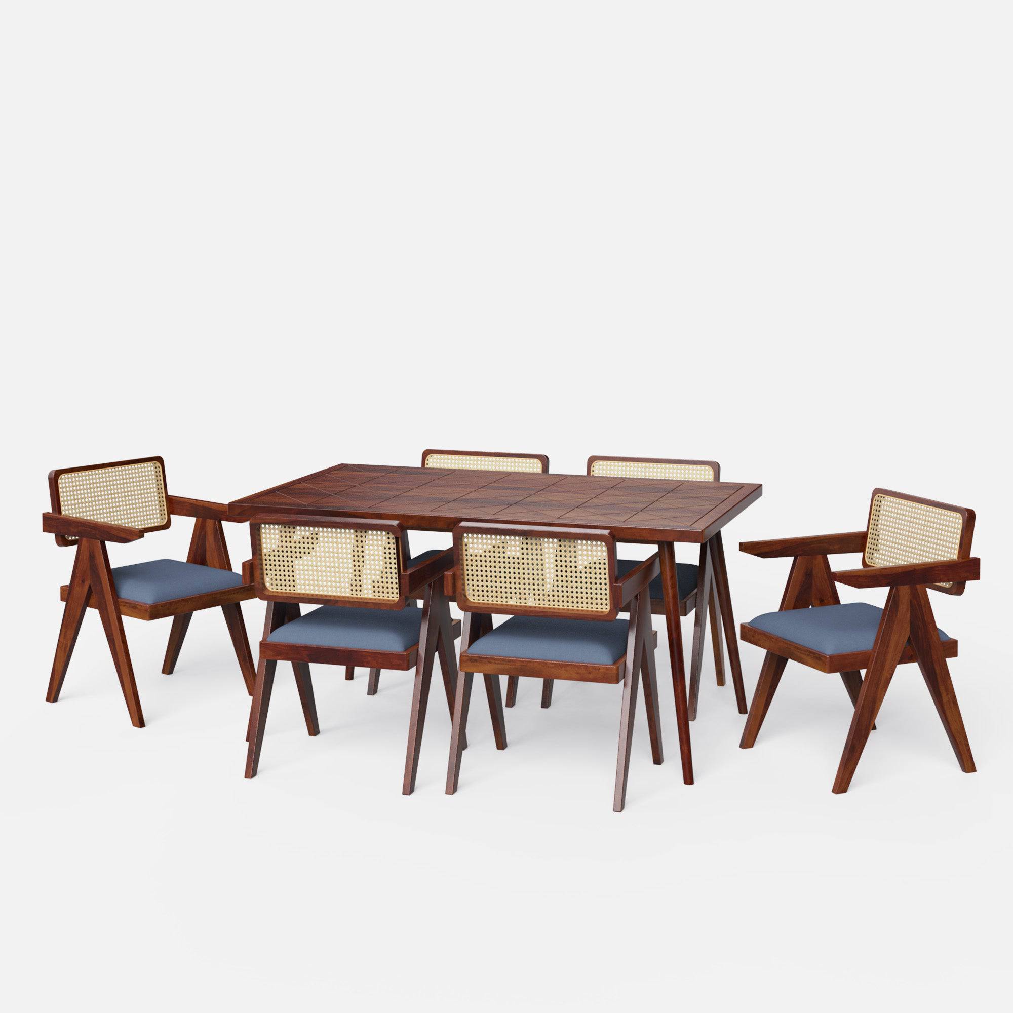 Helena-Pierre Provincial Teak Dining Table Set - 6 Seater/150 cm