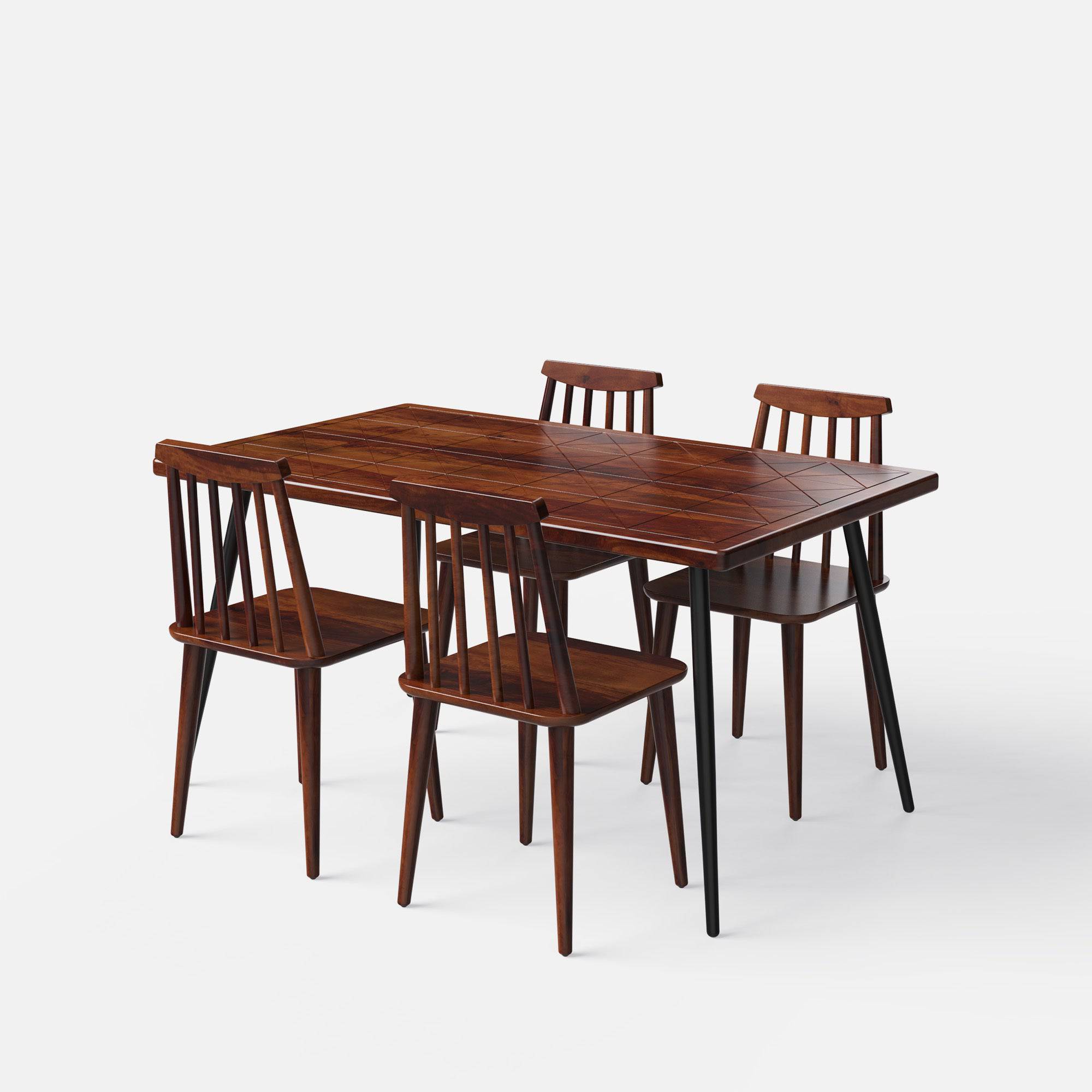 Polly Dining Table Set - 4 & 6 Seater/150 cm | Provincial Teak Finish | Medium Honey on Sheesham | Sheesham Natural Finish