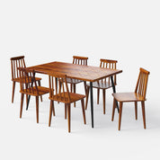 Polly Dining Table Set - 4 & 6 Seater/150 cm | Provincial Teak Finish | Medium Honey on Sheesham | Sheesham Natural Finish