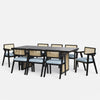 Stanley Luxury Dining Table Set with Bob chair - 8 Seater - Table (210 cm x 100 cm x 76 cm) + 8 Bob Chairs - Mango Table + Sheesham Seating