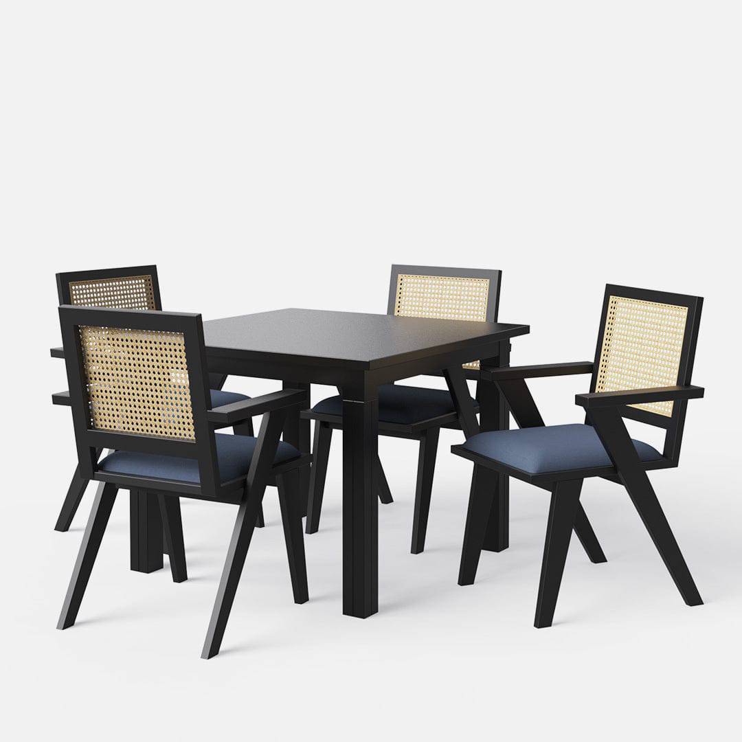 Roma-Flora Matte Black Dining Table Set - 4 & 6 Seater/ All Sizes