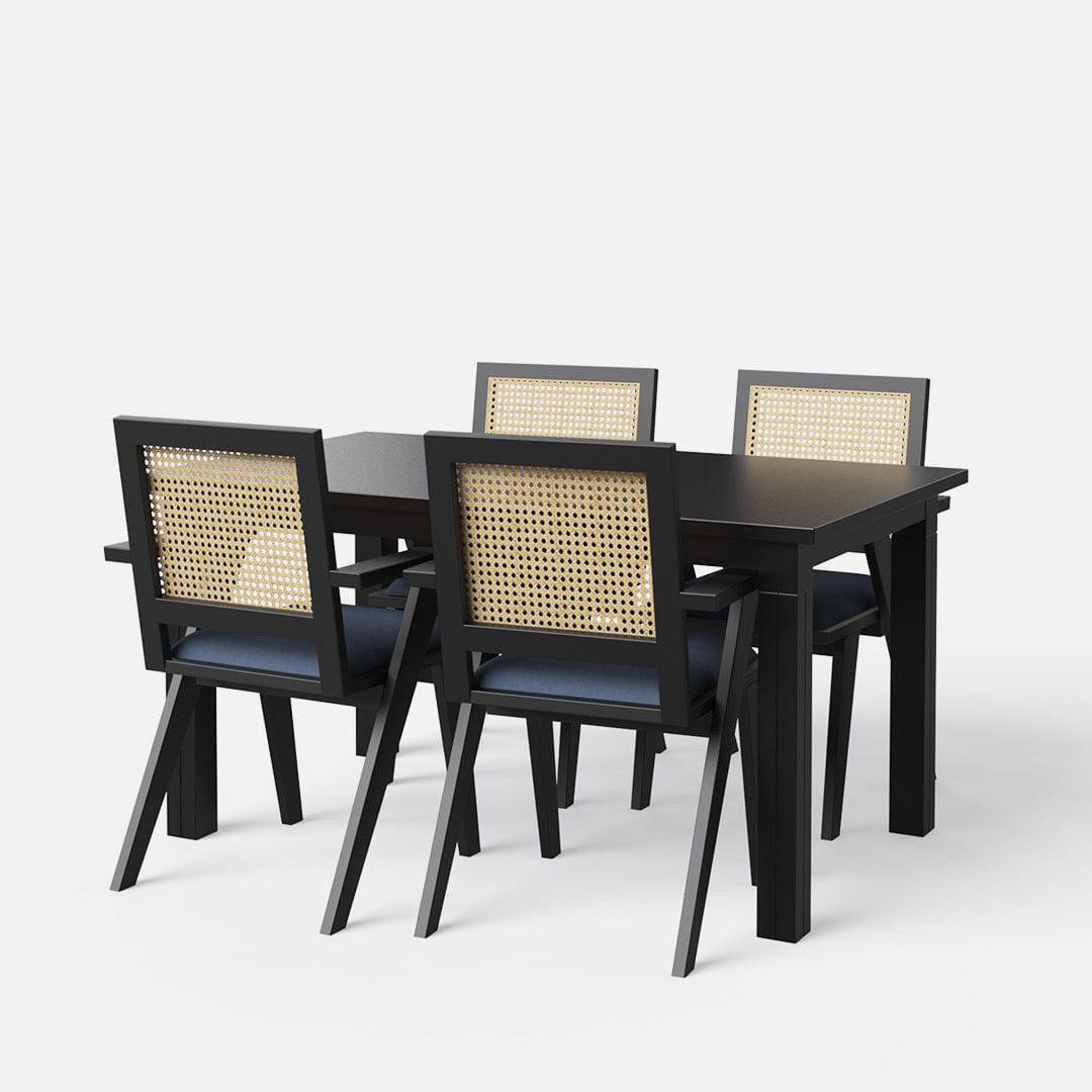 Roma-Flora Matte Black Dining Table Set - 4 & 6 Seater/ All Sizes