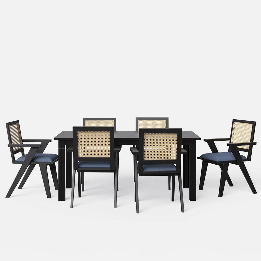 Roma-Flora Matte Black Dining Table Set - 4 & 6 Seater/ All Sizes