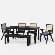 Roma-Flora Matte Black Dining Table Set - 4 & 6 Seater/ All Sizes