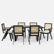 Stanley Black Luxury Dining Table Set with Flora Chair - 6 Seater/175 cm