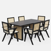 Stanley Black Luxury Dining Table Set with Flora Chair - 6 Seater/175 cm