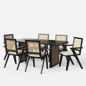 Stanley Black Luxury Dining Table Set with Flora Chair - 6 Seater/175 cm