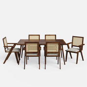 Helena-Flora Walnut Dining Table Set - 6 Seater/175 cm