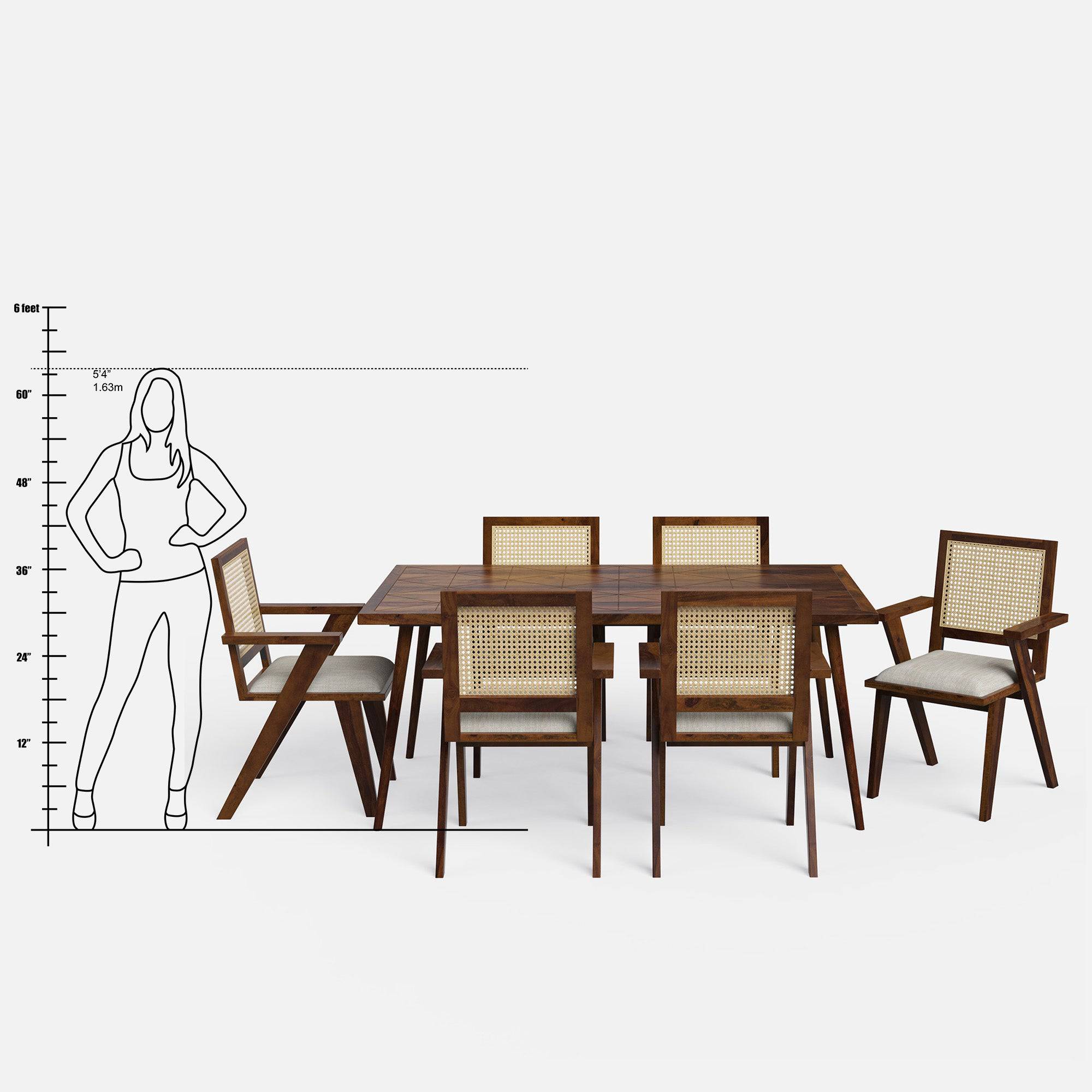 Helena-Flora Walnut Dining Table Set - 6 Seater/175 cm